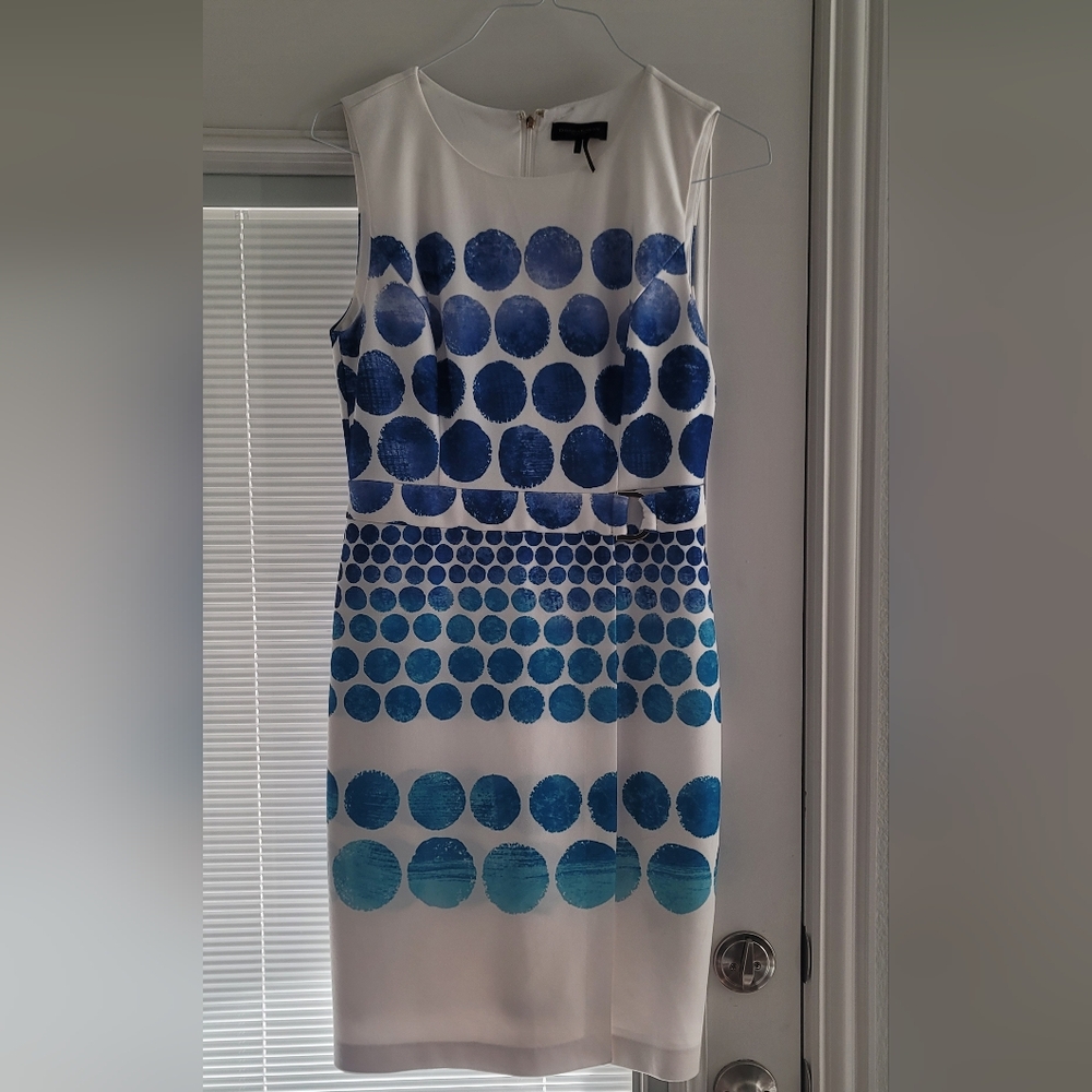 NWOT Donna Karan New York DKNY 8 Gorgeous Blue Polke Dot Faux Wrap Dress